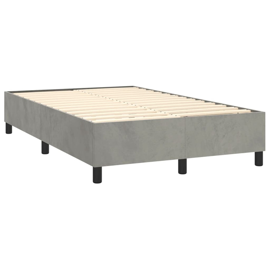 Boxspring Met Matras Fluweel Lichtgrijs 120X190 Cm