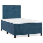 Boxspring met matras fluweel donkerblauw 120x190 cm