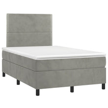 Boxspring met matras fluweel lichtgrijs 120x190 cm