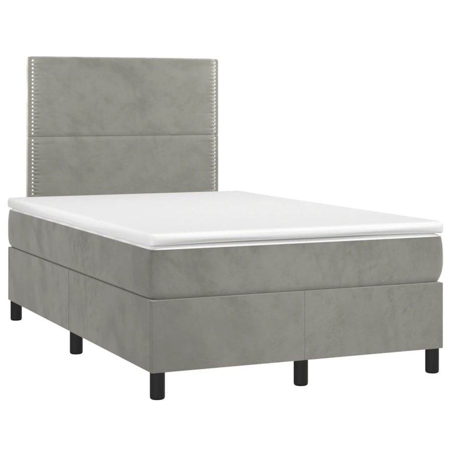 Boxspring met matras fluweel lichtgrijs 120x190 cm