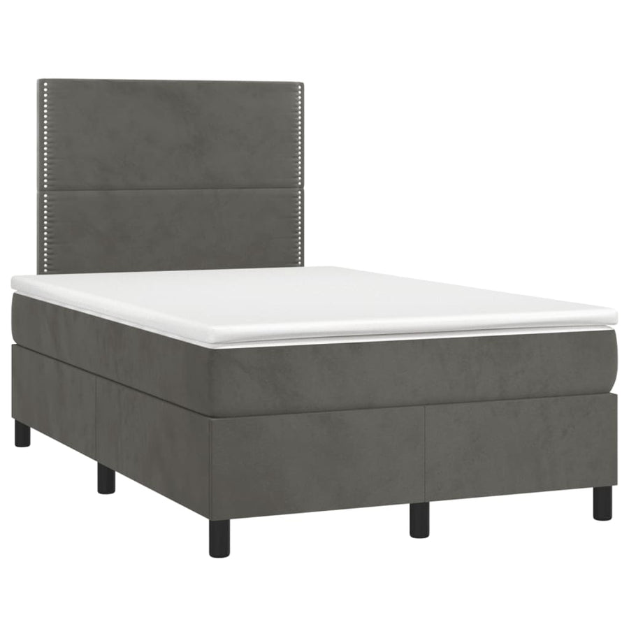 Boxspring met matras fluweel donkergrijs 120x190 cm