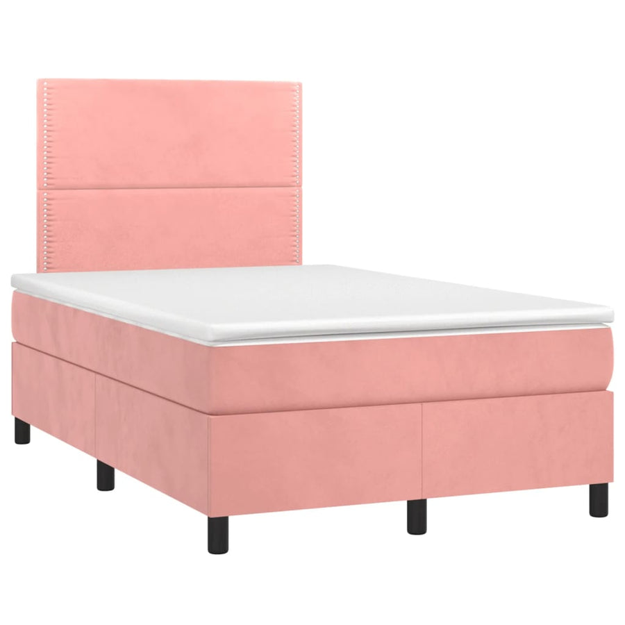 Boxspring met matras fluweel roze 120x190 cm