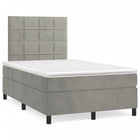 Boxspring met matras fluweel lichtgrijs 120x190 cm