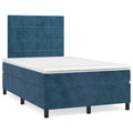 Boxspring met matras fluweel donkerblauw 120x190 cm