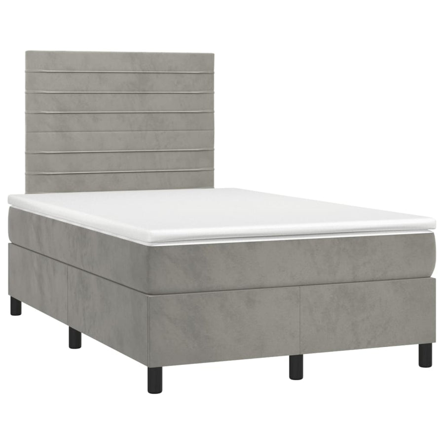 Boxspring met matras fluweel lichtgrijs 120x190 cm