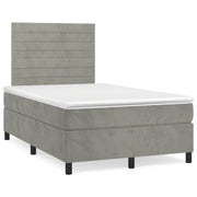 Boxspring 120x190 cm fluweel lichtgrijs met matras
