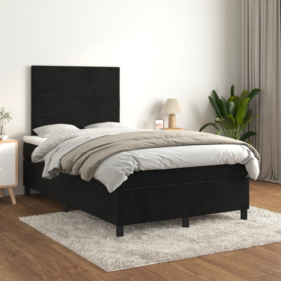 Boxspring met matras fluweel zwart 120x190 cm