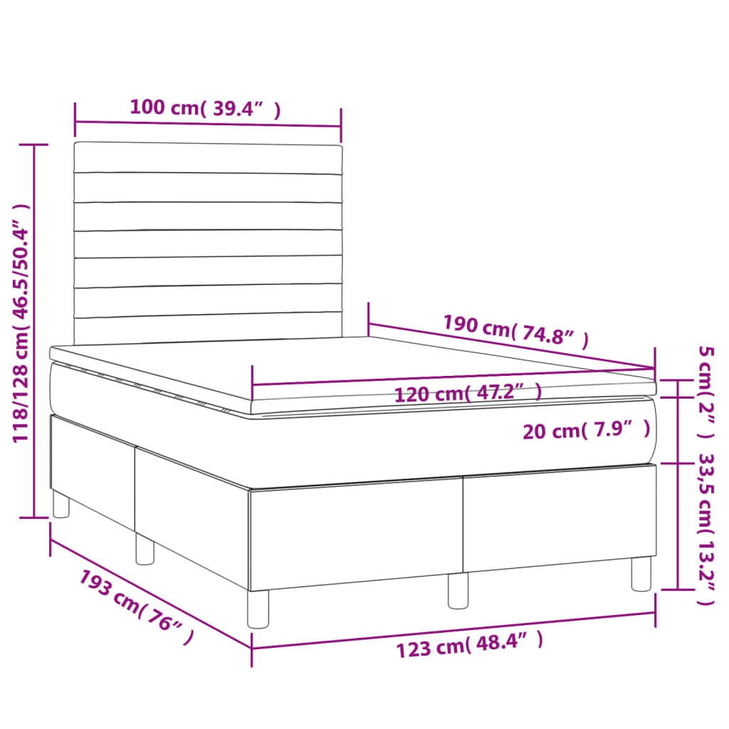 Boxspring met matras fluweel donkerblauw 120x190 cm