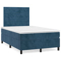 Boxspring met matras fluweel donkerblauw 120x190 cm