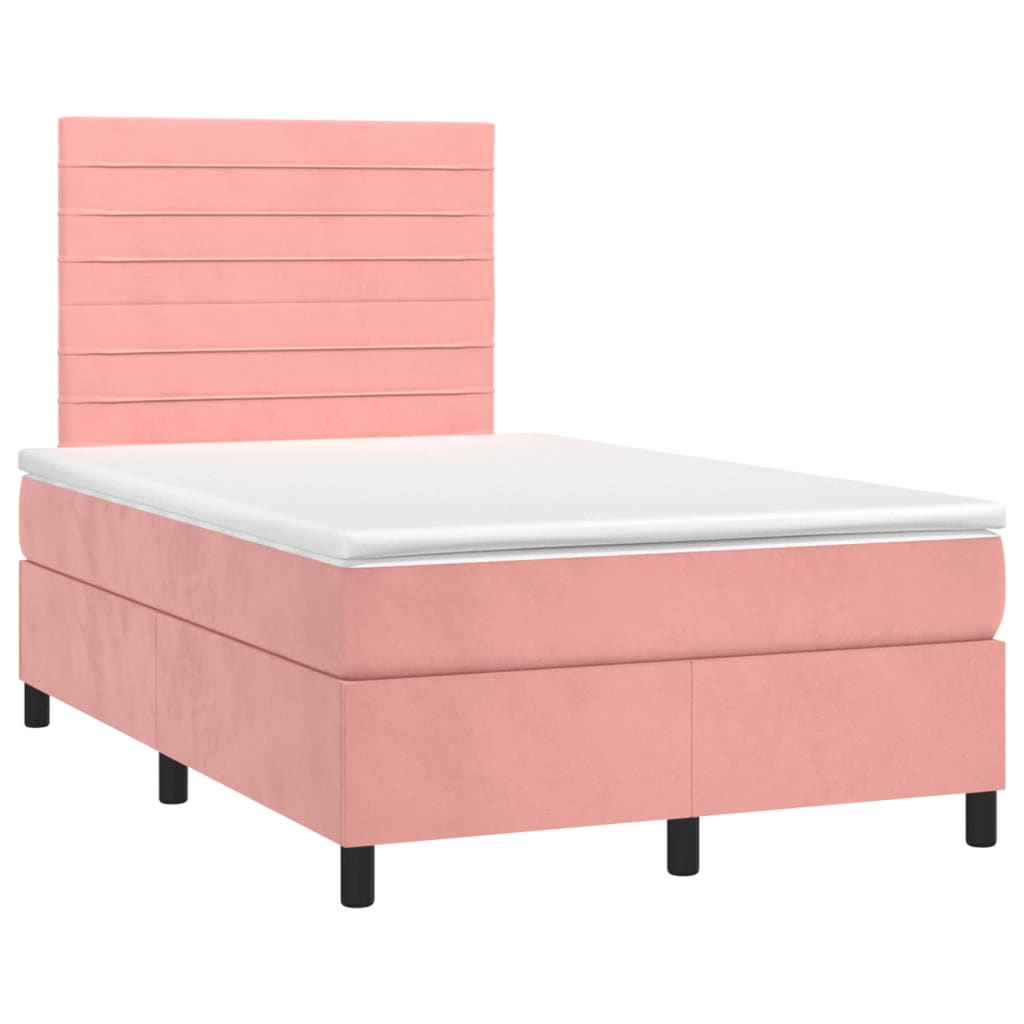 Boxspring met matras fluweel roze 120x190 cm
