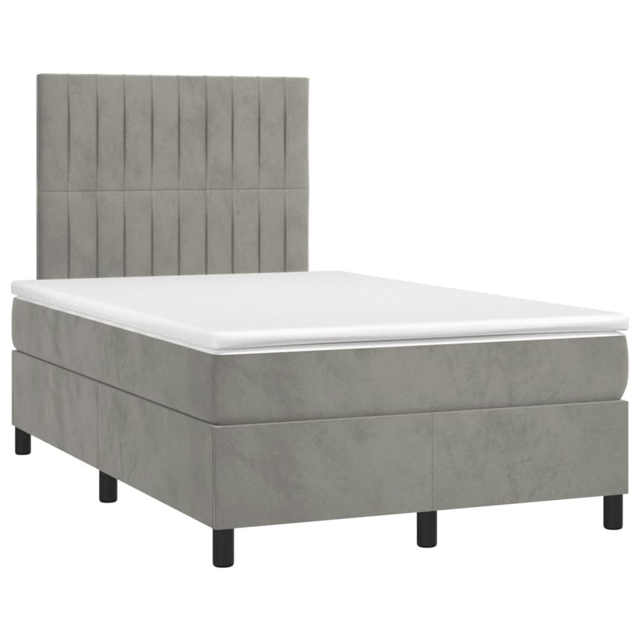 Boxspring met matras fluweel lichtgrijs 120x190 cm