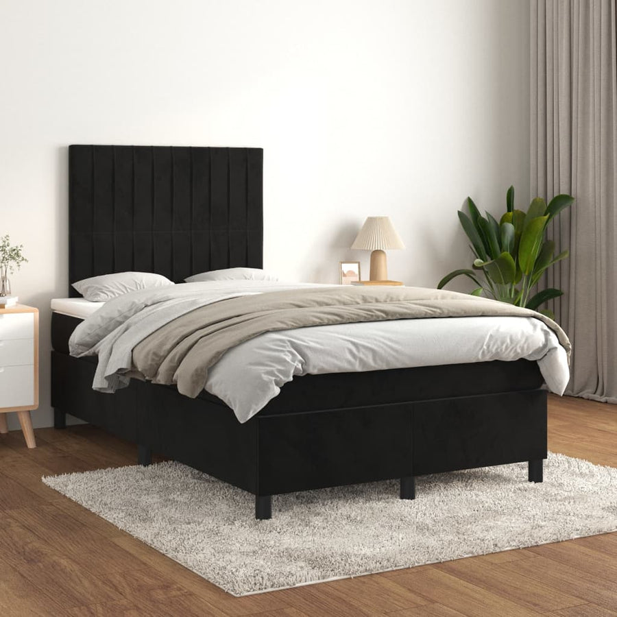 Boxspring met matras fluweel zwart 120x190 cm