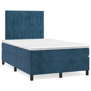 Box spring with mattress velvet dark blue 120x190 cm