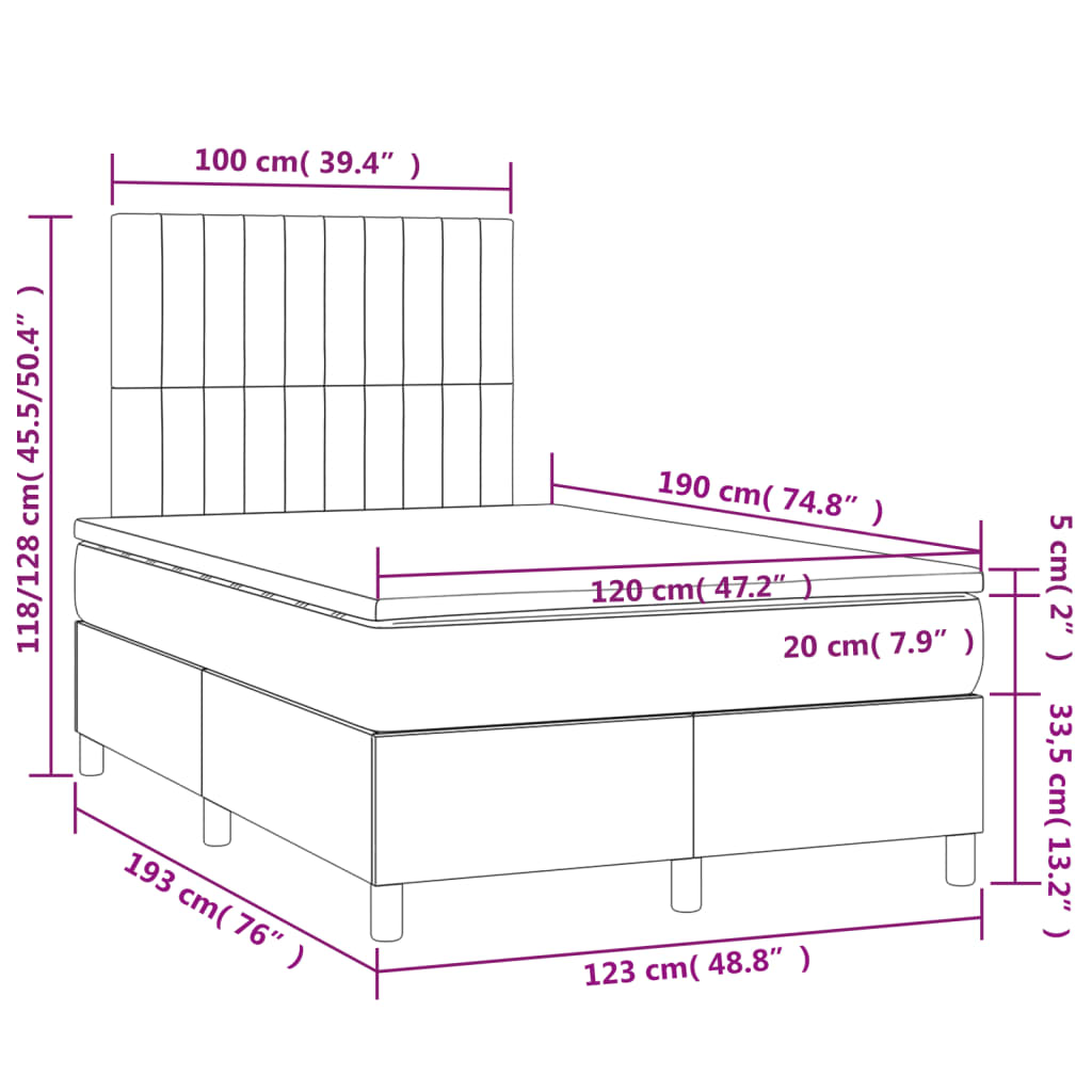 Boxspring met matras fluweel roze 120x190 cm