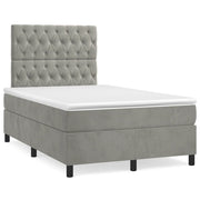 Box spring with mattress velvet light grey 120x190 cm