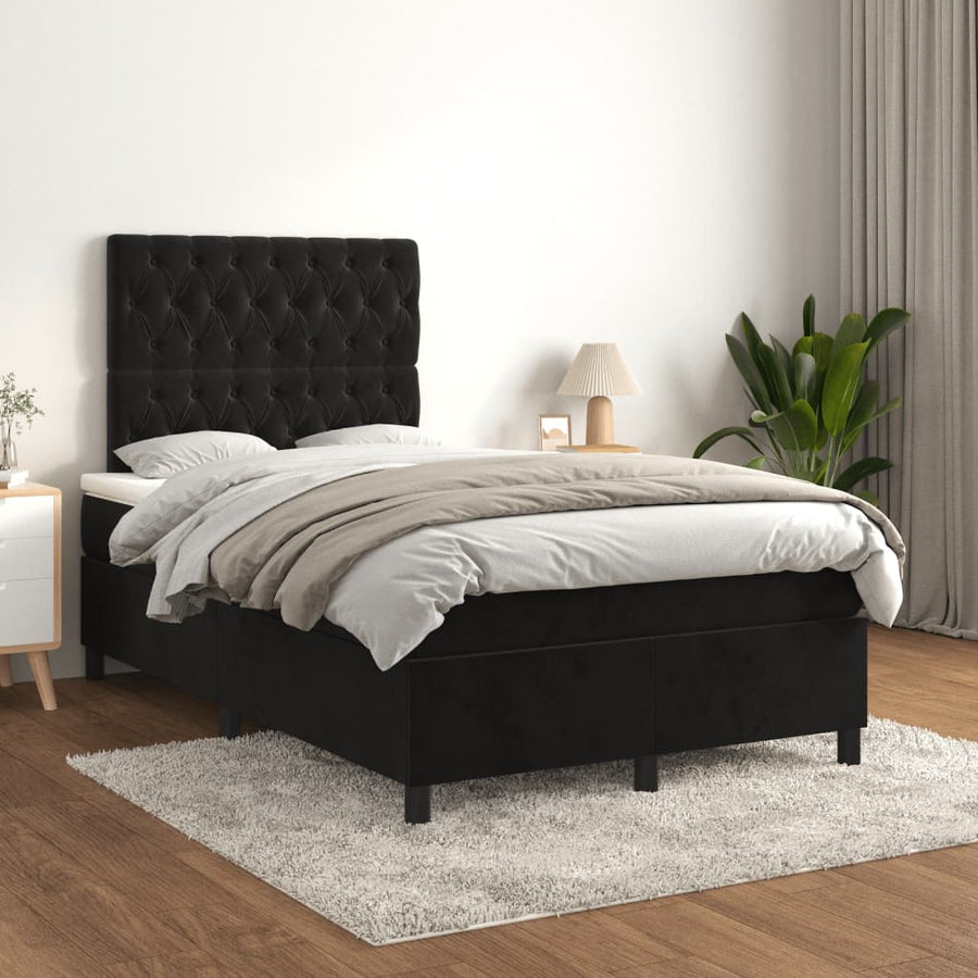 Boxspring met matras fluweel zwart 120x190 cm