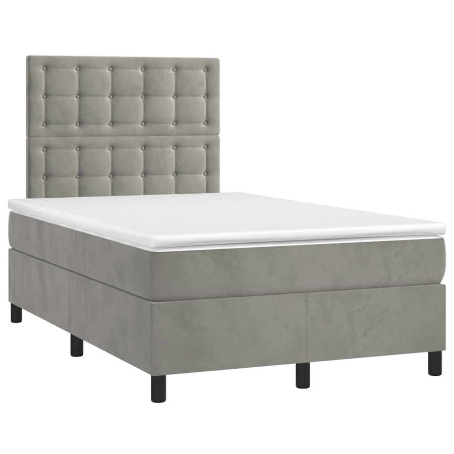 Boxspring met matras fluweel lichtgrijs 120x190 cm