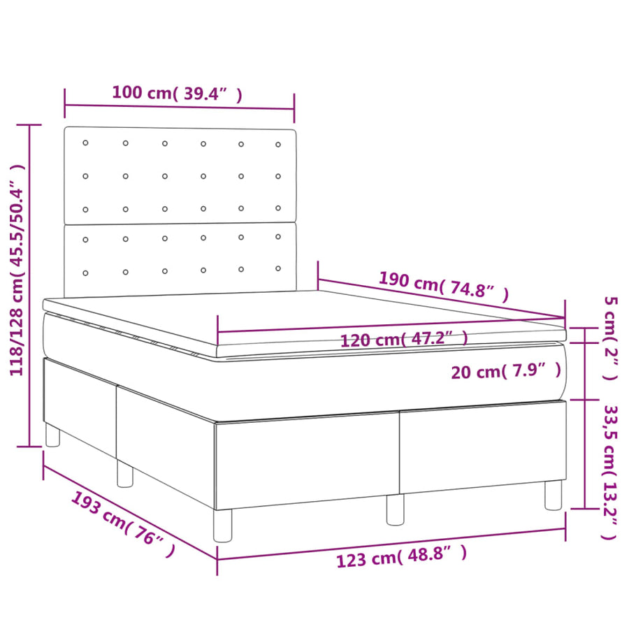 Boxspring met matras fluweel roze 120x190 cm