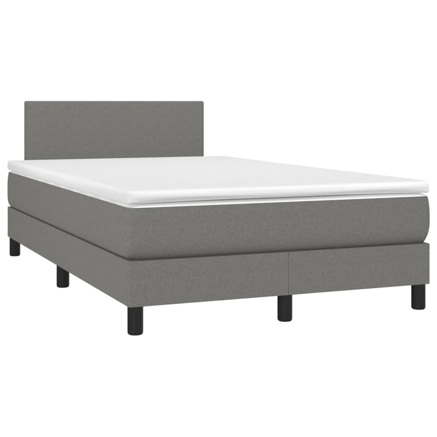 Boxspring met matras en LED stof donkergrijs 120x190 cm
