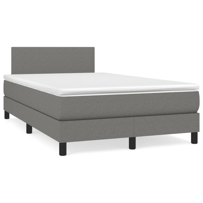 Boxspring met matras en LED stof donkergrijs 120x190 cm