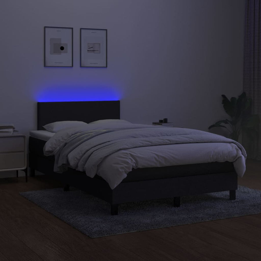Boxspring met matras en LED stof zwart 120x190 cm