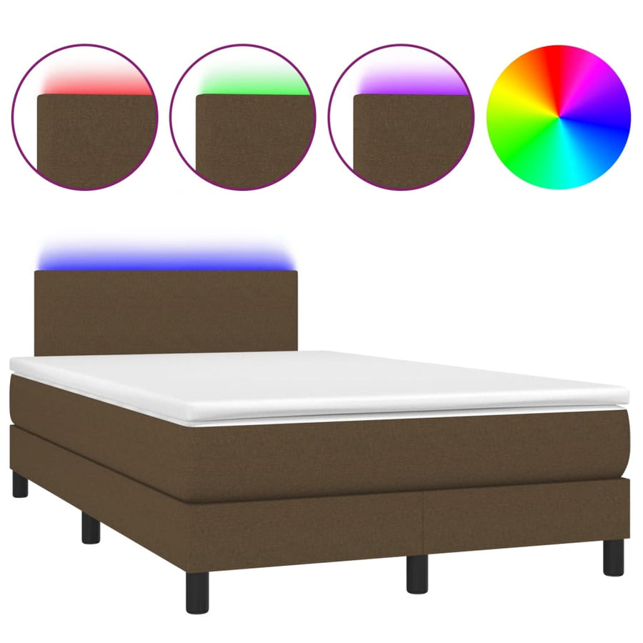 Boxspring met matras en LED stof donkerbruin 120x190 cm 120 x 190 cm Donkerbruin
