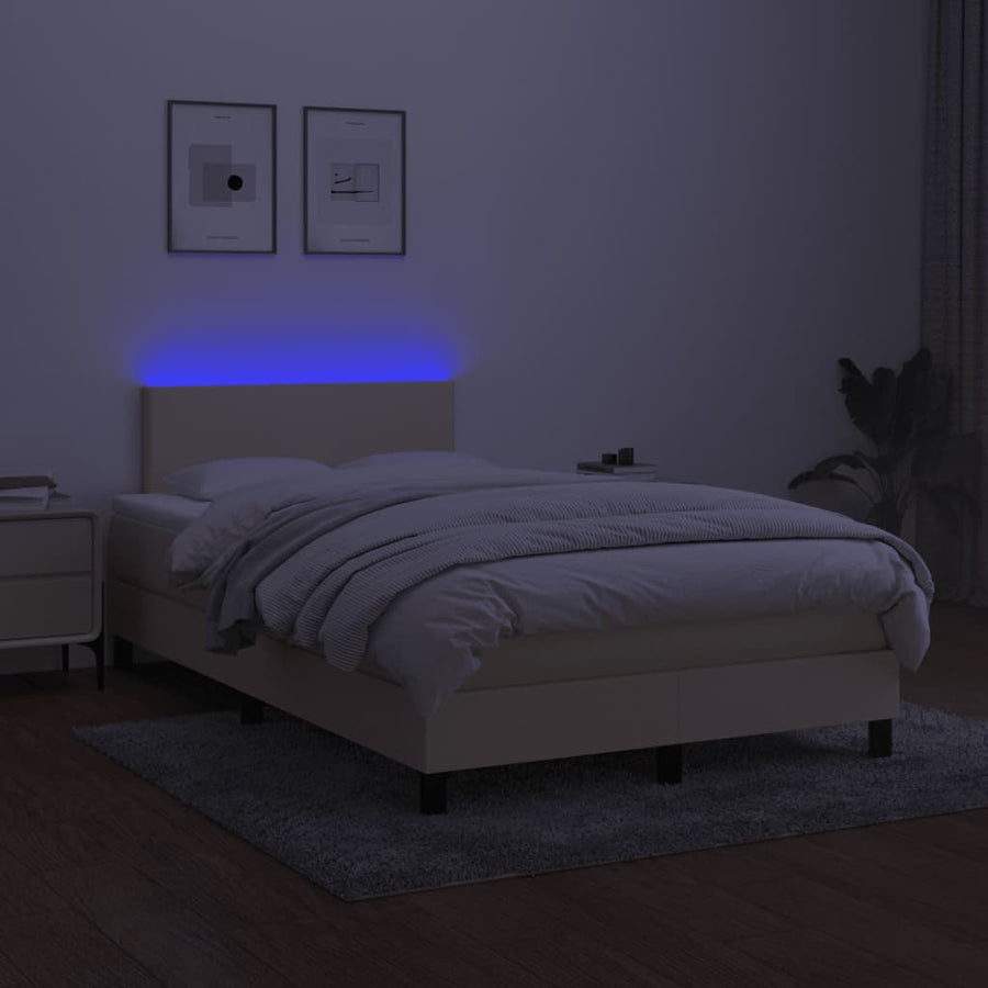 Boxspring met matras en LED stof crèmekleurig 120x190 cm