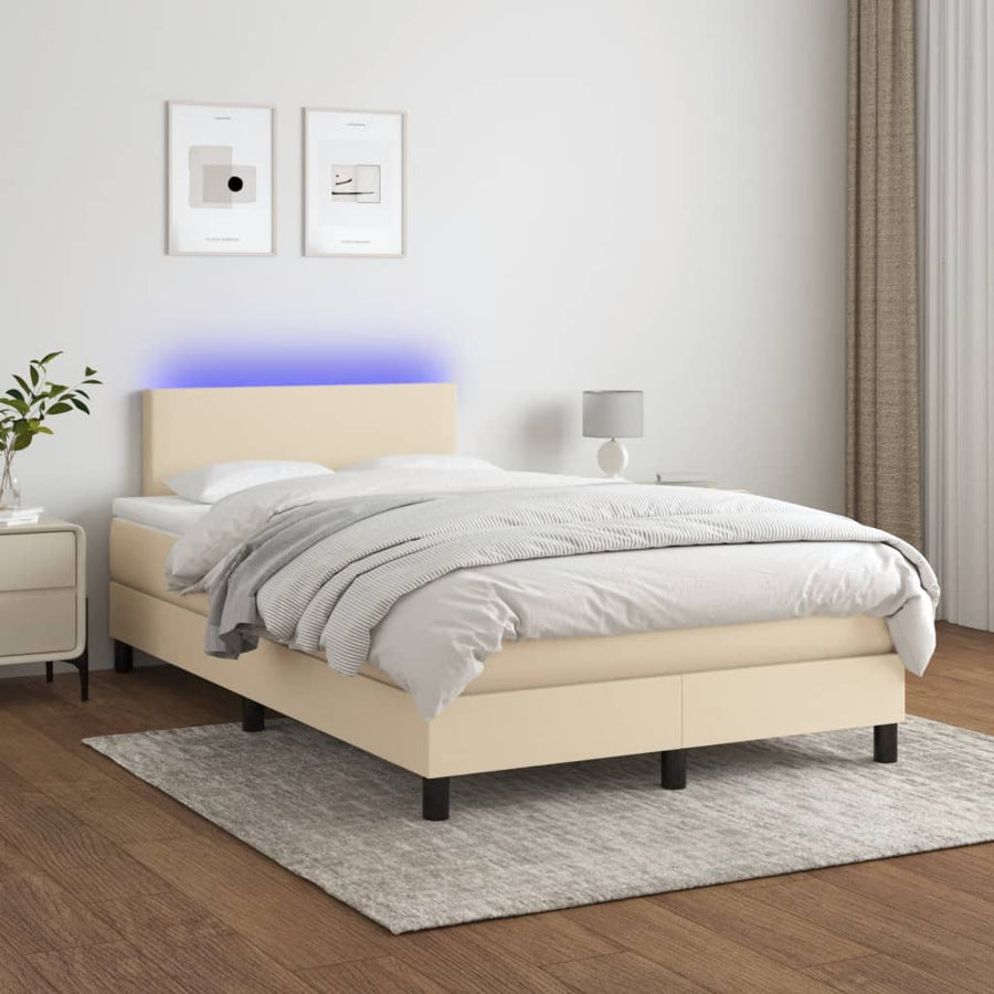 Boxspring met matras en LED stof crèmekleurig 120x190 cm