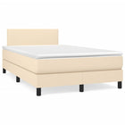 Boxspring met matras en LED stof crèmekleurig 120x190 cm