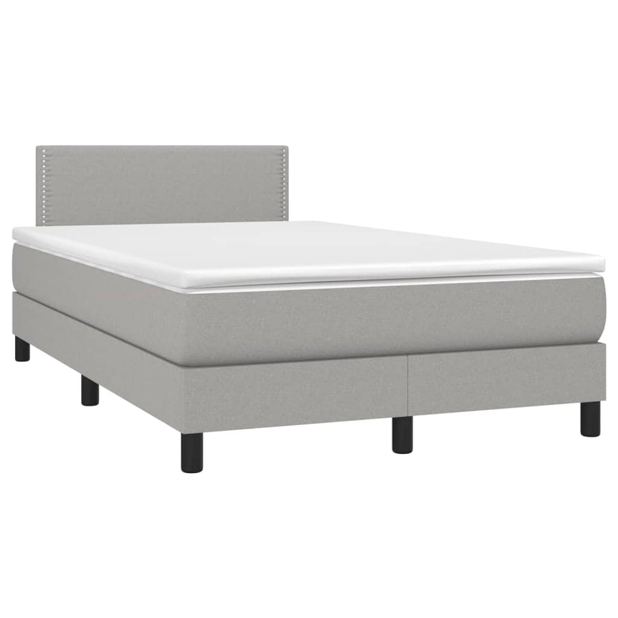 Boxspring met matras en LED stof lichtgrijs 120x190 cm