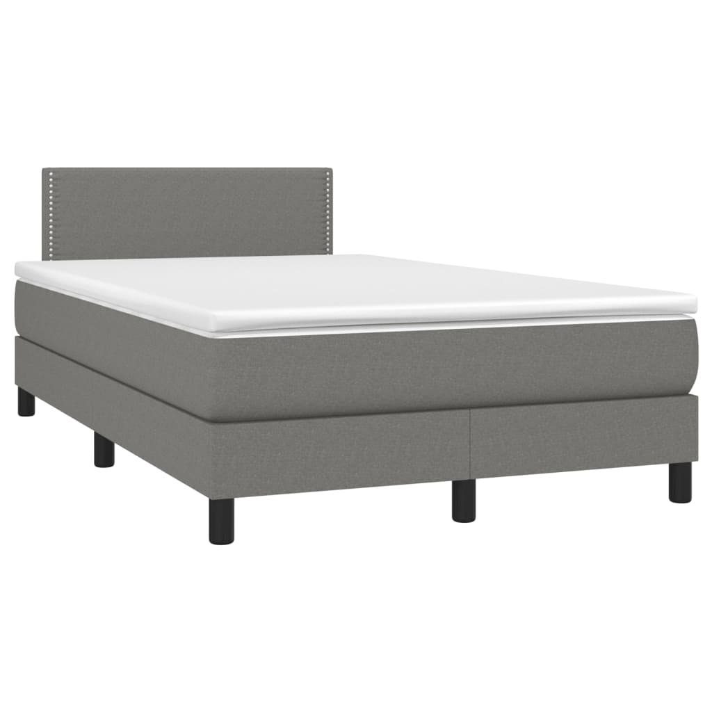 Boxspring met matras en LED stof donkergrijs 120x190 cm