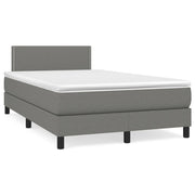 Box spring with mattress and dark gray LED fabric 120x190 cm