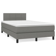 Box spring with mattress and dark gray LED fabric 120x190 cm