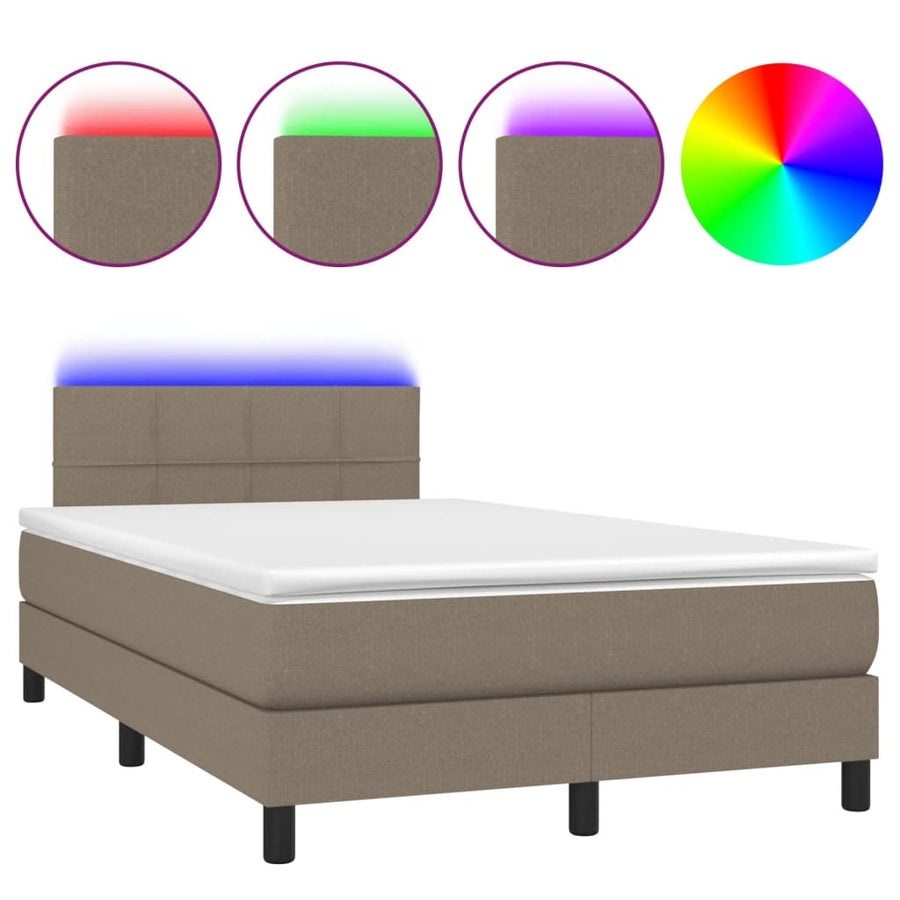 Boxspring met matras en LED stof taupe 120x190 cm