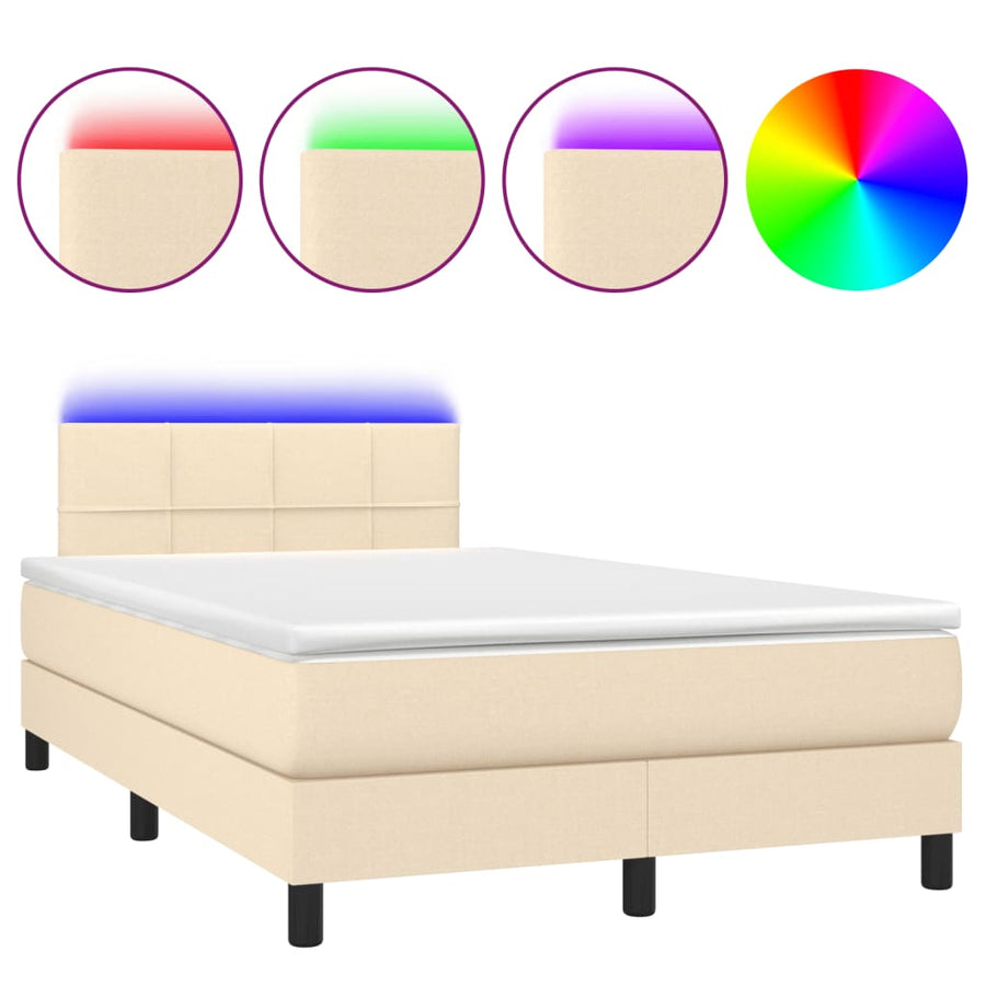 Boxspring met matras en LED stof crèmekleurig 120x190 cm