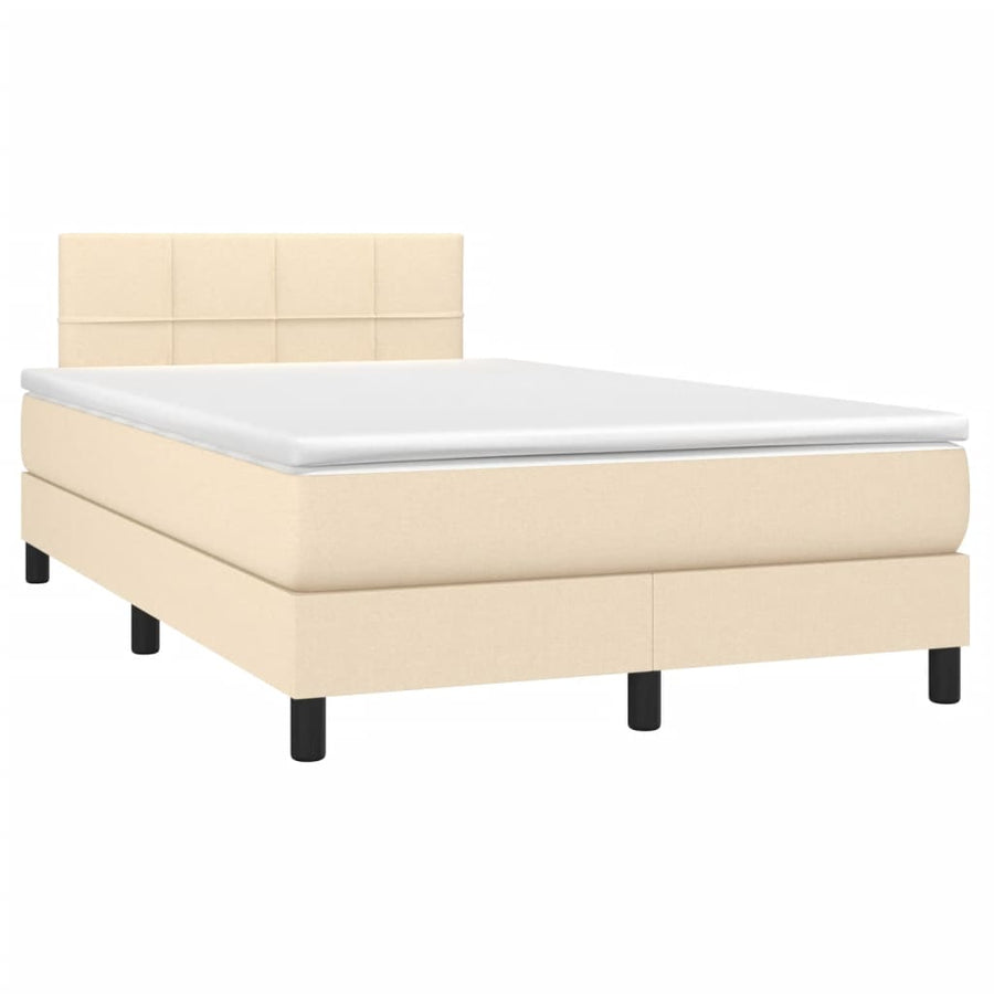 Boxspring met matras en LED stof crèmekleurig 120x190 cm