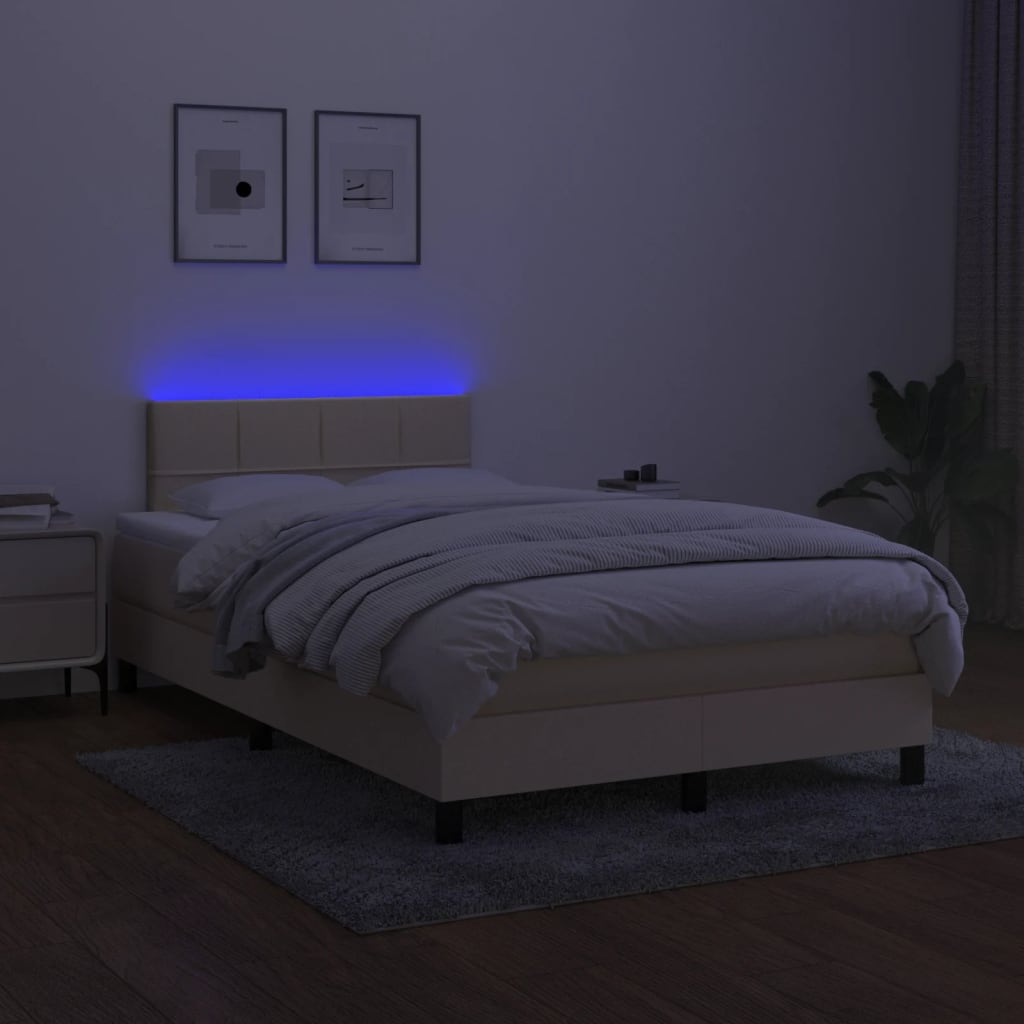 Boxspring met matras en LED stof crèmekleurig 120x190 cm