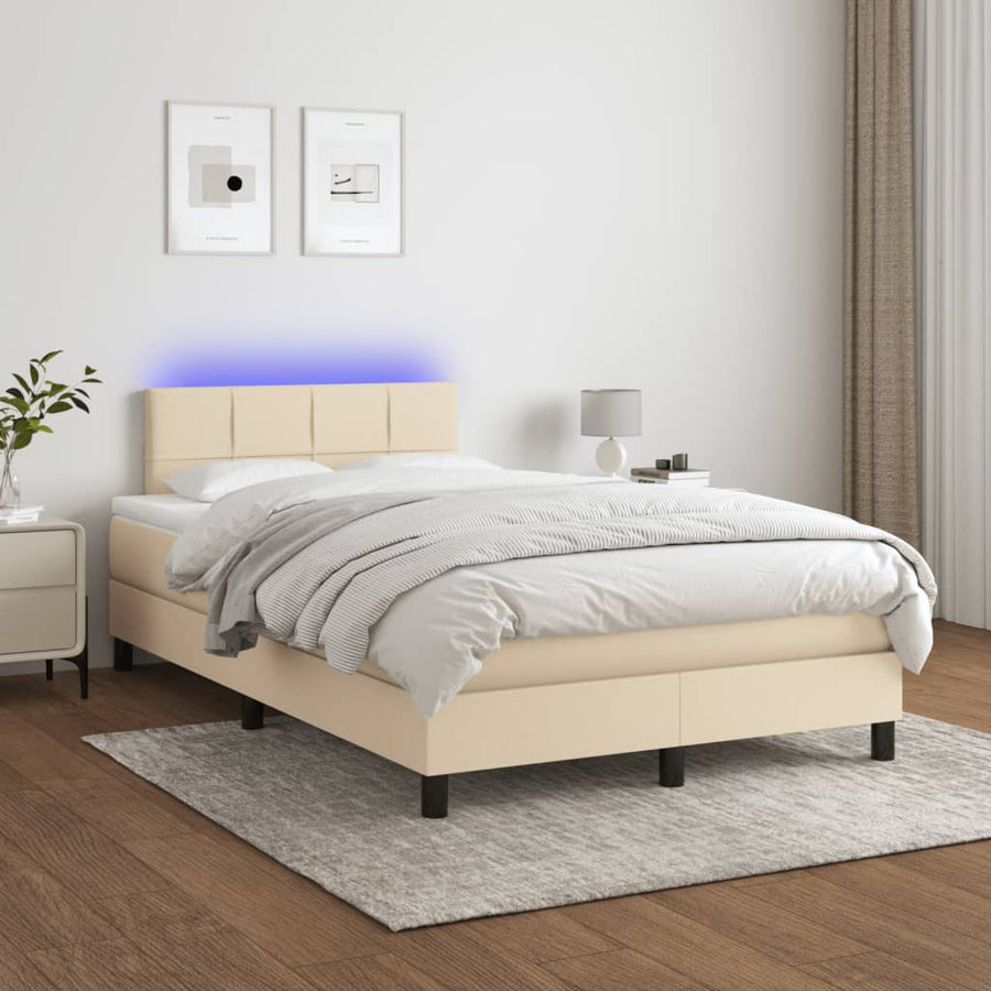 Boxspring met matras en LED stof crèmekleurig 120x190 cm