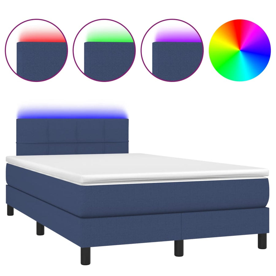 Boxspring met matras en LED stof blauw 120x190 cm