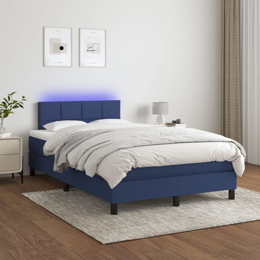 Boxspring met matras en LED stof blauw 120x190 cm