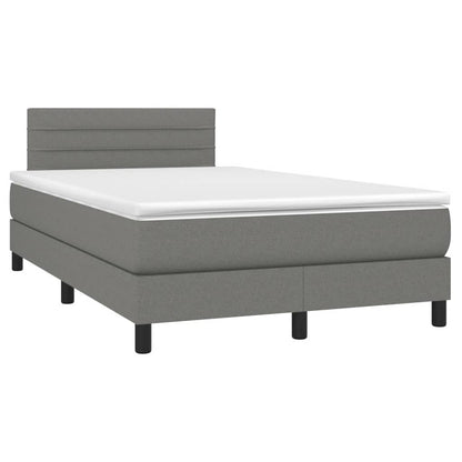 Boxspring met matras en LED stof donkergrijs 120x190 cm