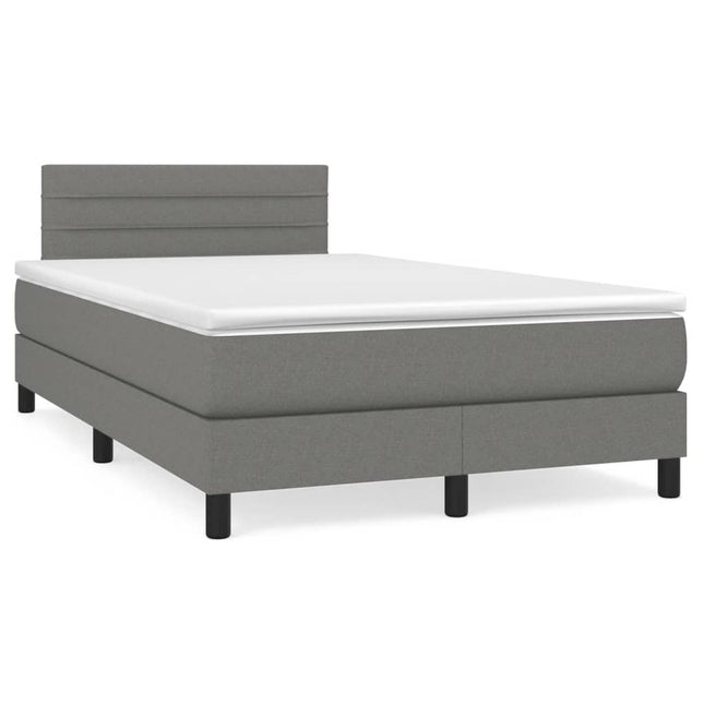 Boxspring met matras en LED stof donkergrijs 120x190 cm