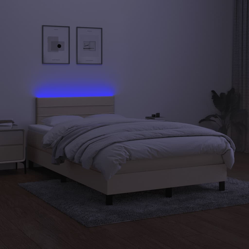 Boxspring met matras en LED stof crèmekleurig 120x190 cm