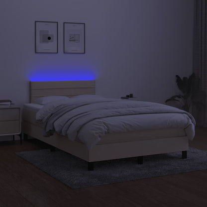 Boxspring met matras en LED stof crèmekleurig 120x190 cm