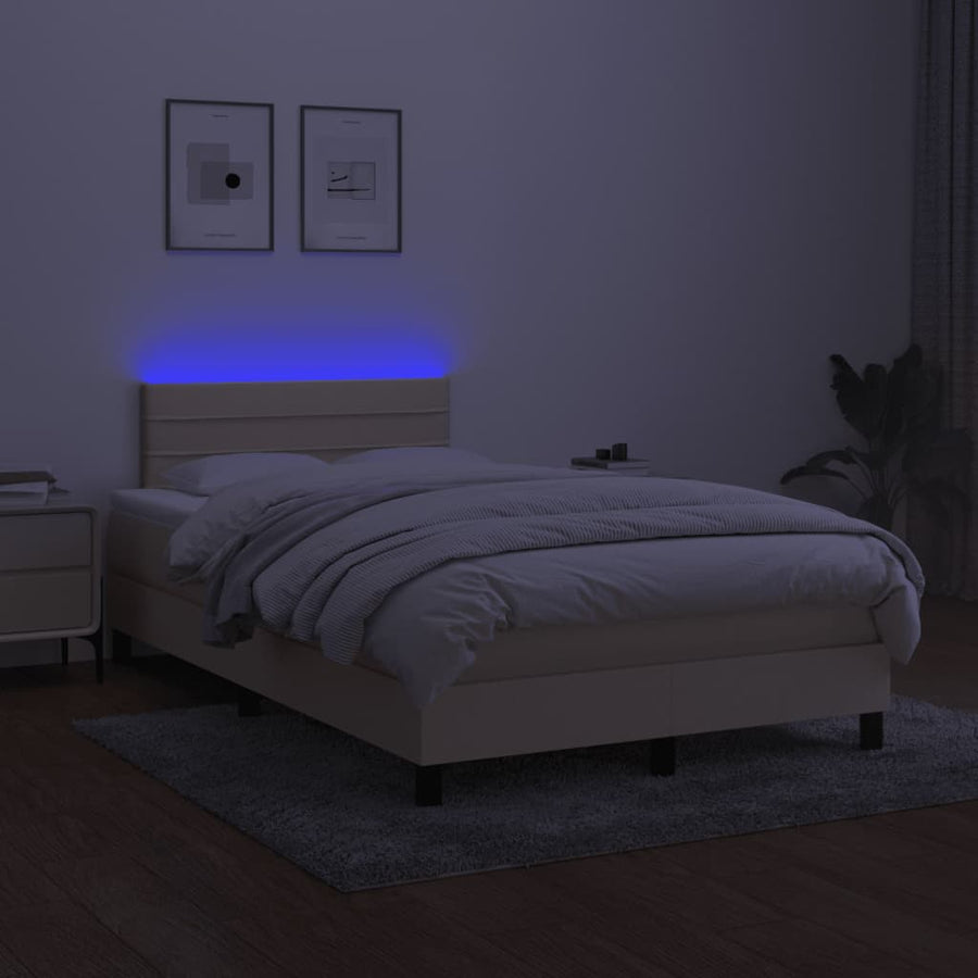 Boxspring met matras en LED stof crèmekleurig 120x190 cm