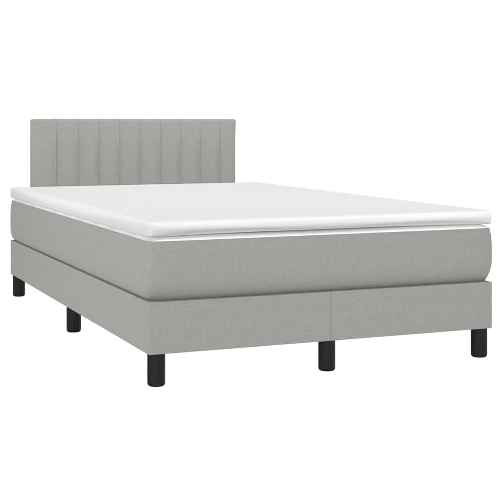 Boxspring met matras en LED stof lichtgrijs 120x190 cm