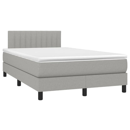Boxspring met matras en LED stof lichtgrijs 120x190 cm
