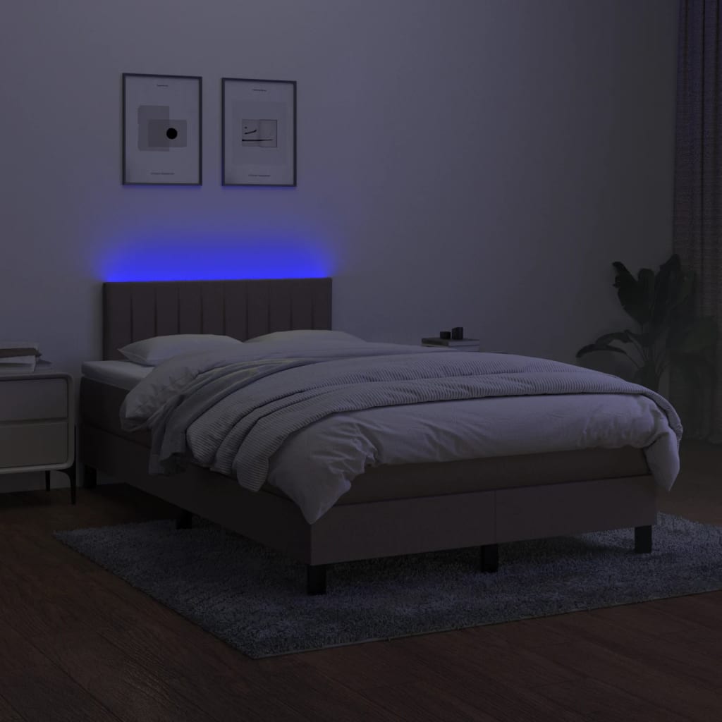 Boxspring Met Matras En Led Stof Taupe 120X190 Cm