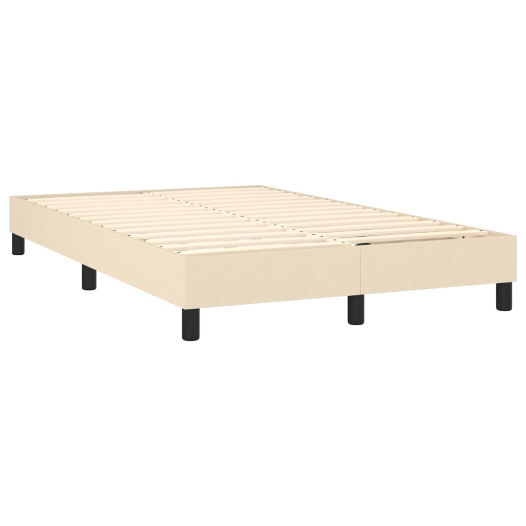 Boxspring Met Matras En Led Stof Crèmekleurig 120X190 Cm