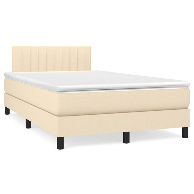 Boxspring Met Matras En Led Stof Crèmekleurig 120X190 Cm